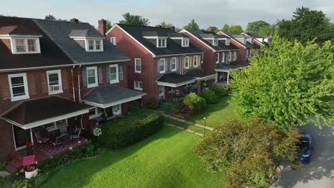 Aerial pass by town houses