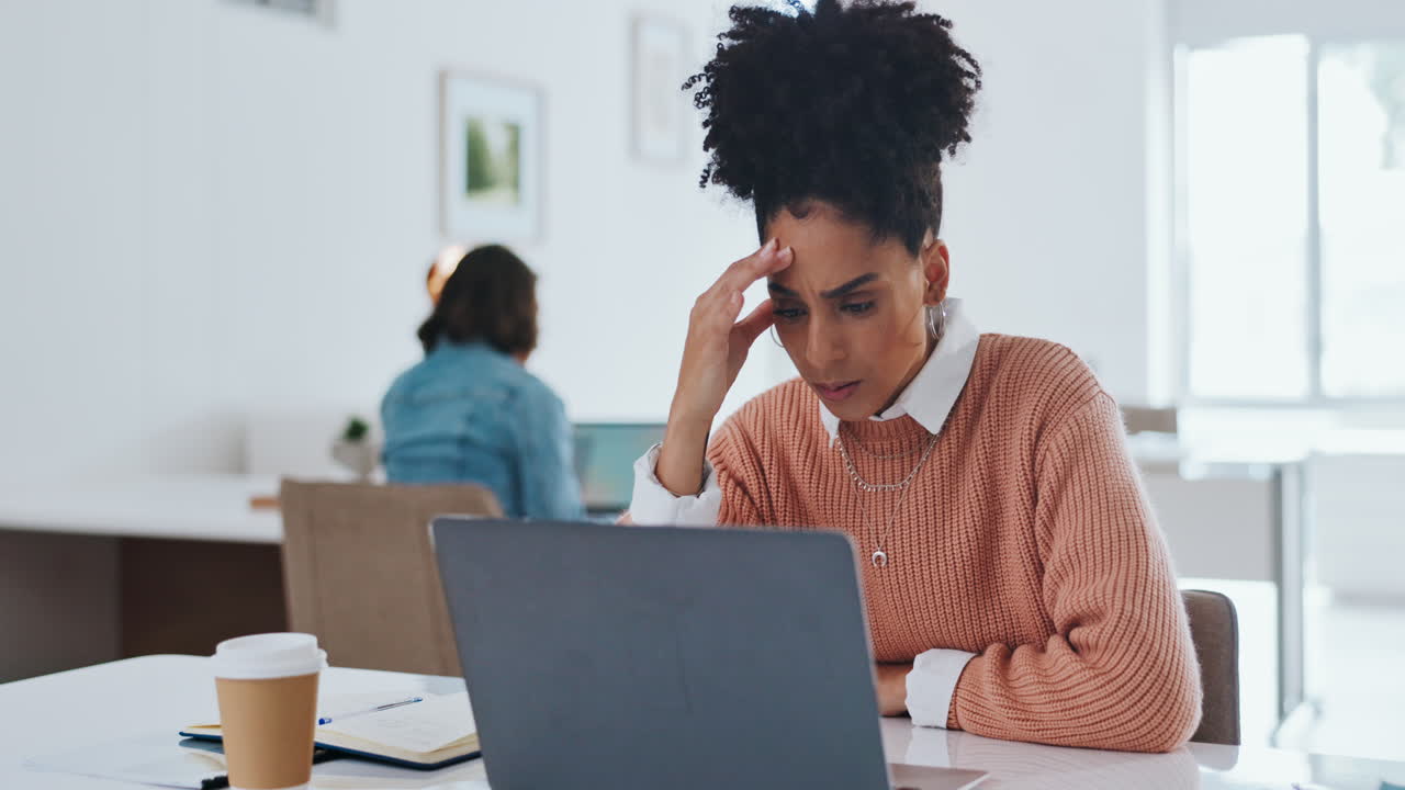 Stress, headache and burnout with a business black