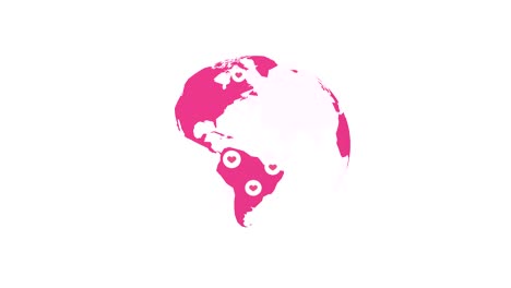 love theme, globe with pink hearts