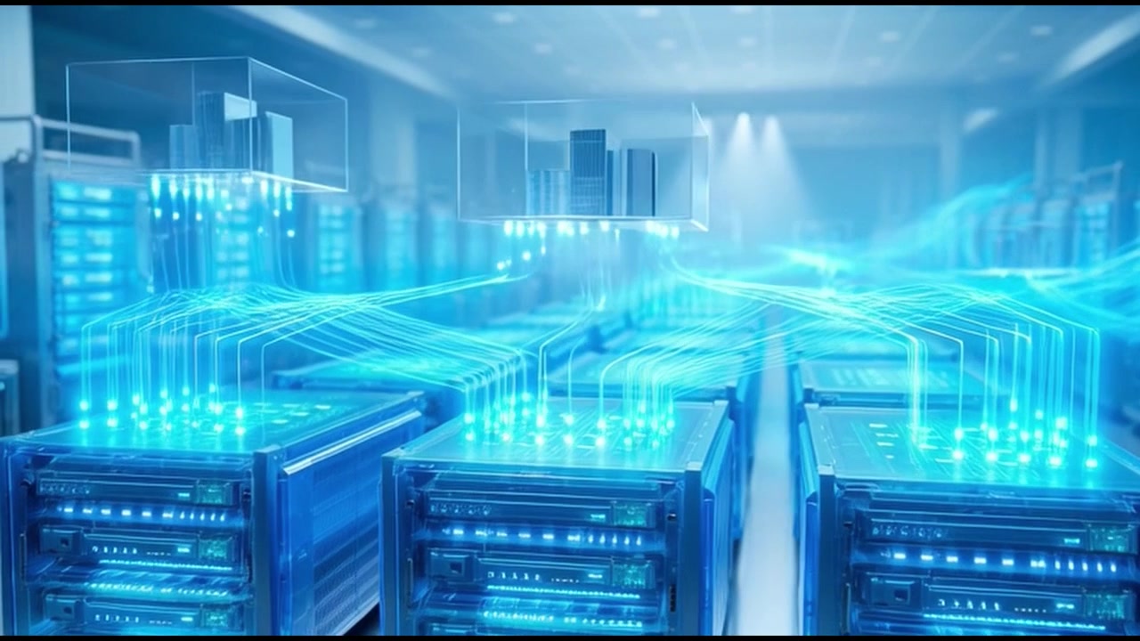 Digital Data Flow and Connectivity in a Modern Server Room