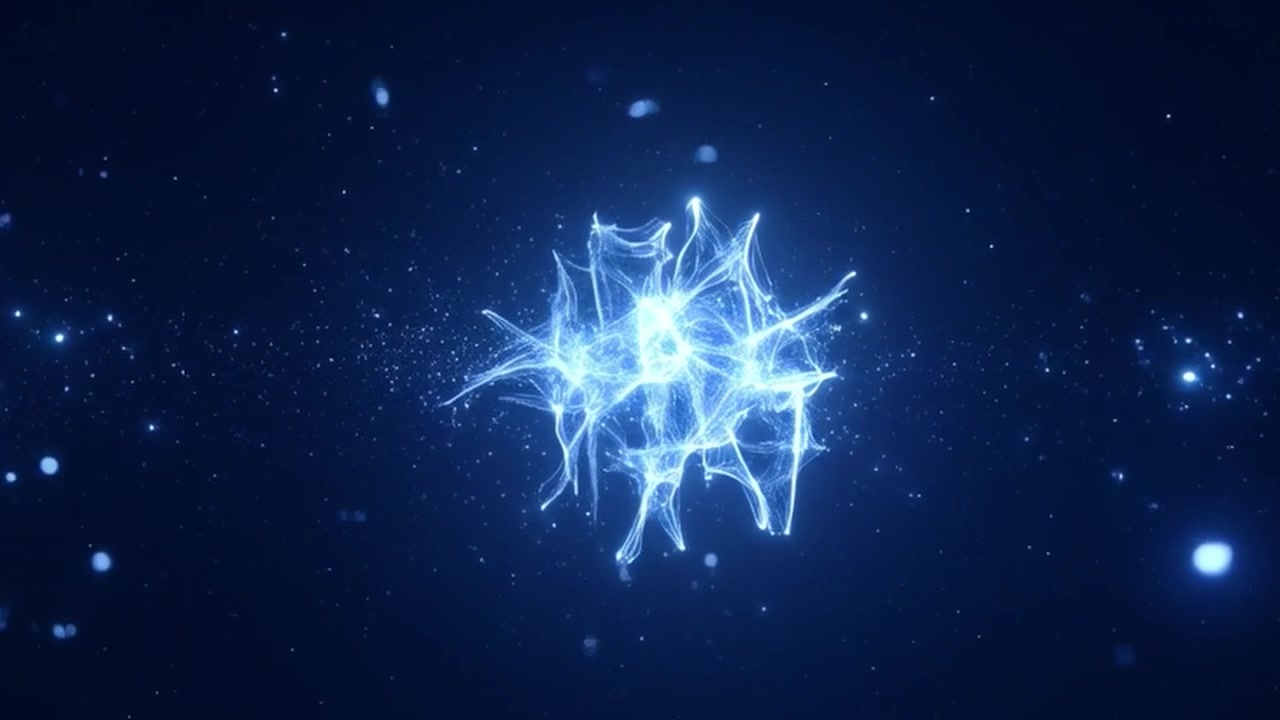Abstract Glowing Blue Particles Forming a Radiant Energy Sphere