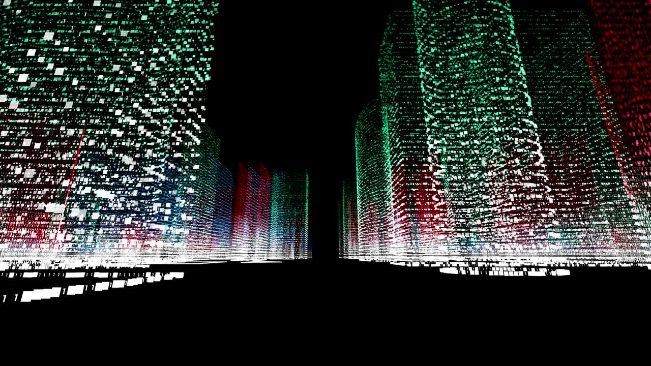 Mostra la crescita della città digitale, tecnologia olografica