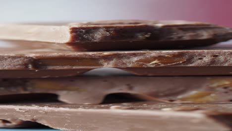 close-up of stacked chocolate bars
