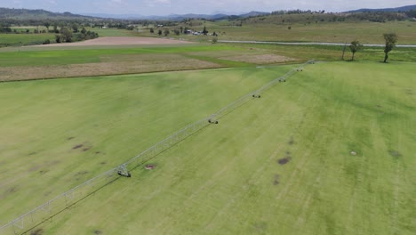 aerial view of irrigation on a grass farm