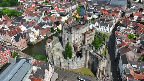 Gravensteen-Castle,-East-Flanders,-Ghent,-Flemish-Region,-Belgium,-June-2022