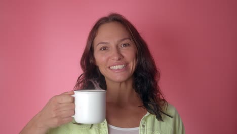 smiling woman with coffee