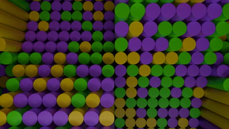 vibrant 3d abstract pattern with purple, green, and yellow cylinders