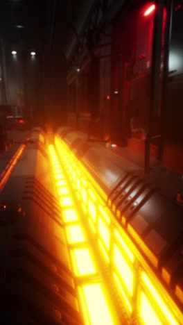 futuristic spaceship corridor with glowing lights