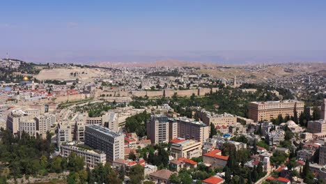 aerial panoramic view of jerusalem cityscape and the old city
