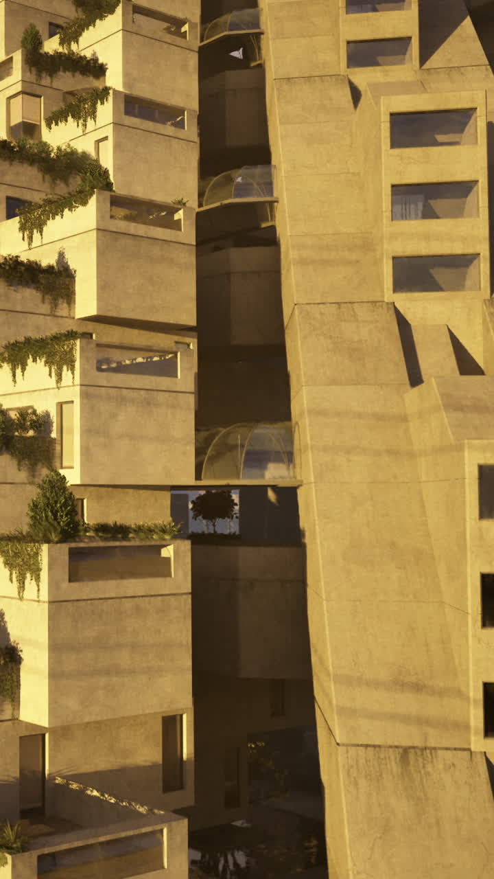 Design de arquitetura moderna exibindo uma estrutura de edifício única com vegetação.