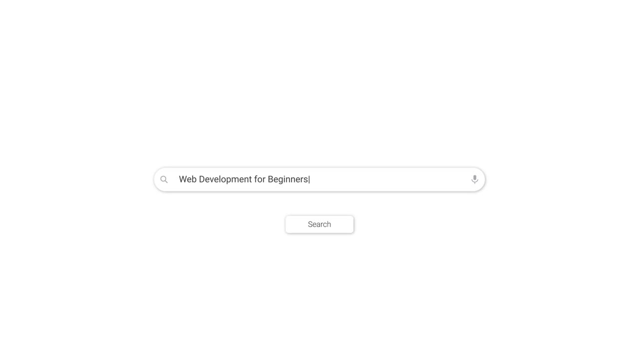 Mouse Cursor Typing 'Web Development for Beginners' and Clicking Search