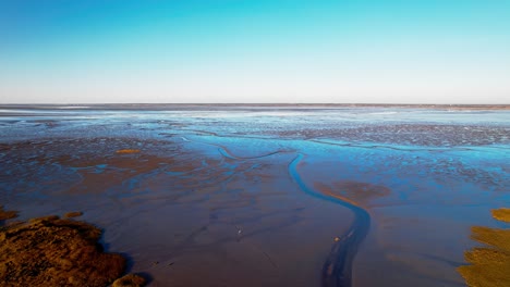 aerial view of beautful aesthetic landscape river mouth in arcachon bay, france