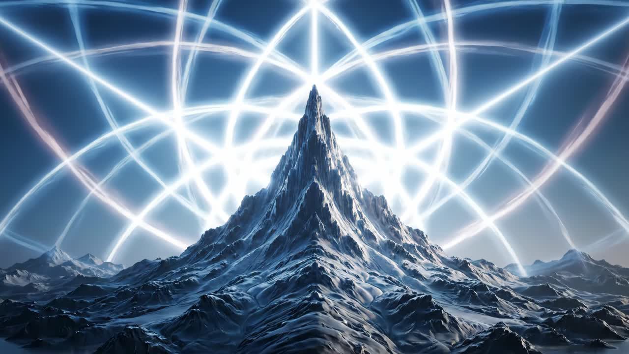 Mountain landscape with glowing light