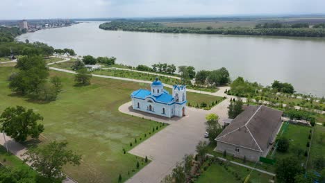 holy assumption church in izmail aerial view.