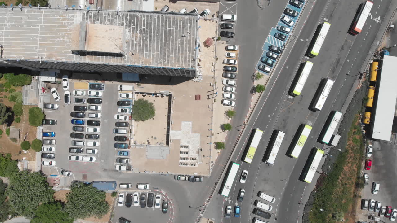 Jerusalem bus traffic aerial view
