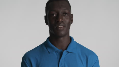 african american man on grey background.