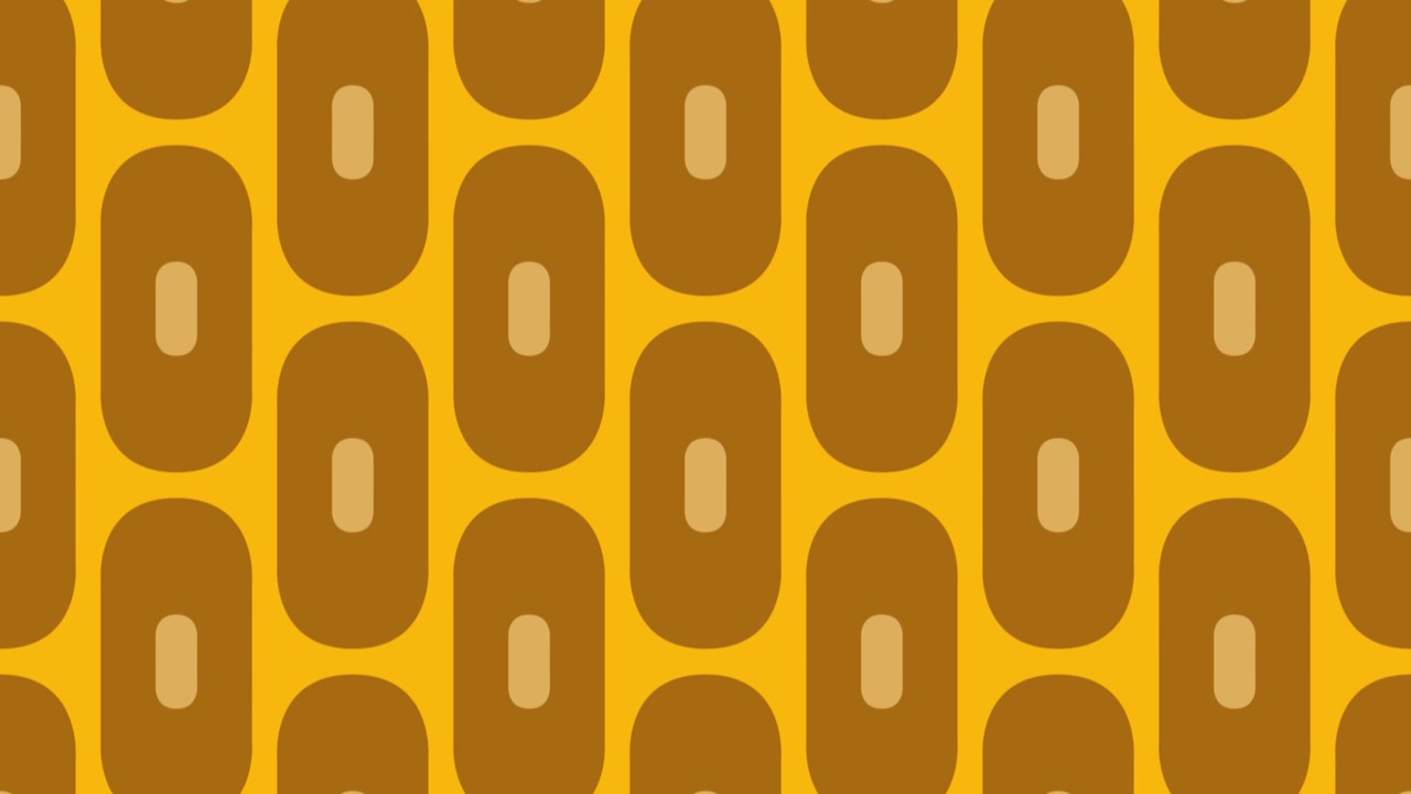 1970s Retro Style Abstract Looping Pattern Background. Dynamic Motion Graphics Video. Animated Pill Shape.