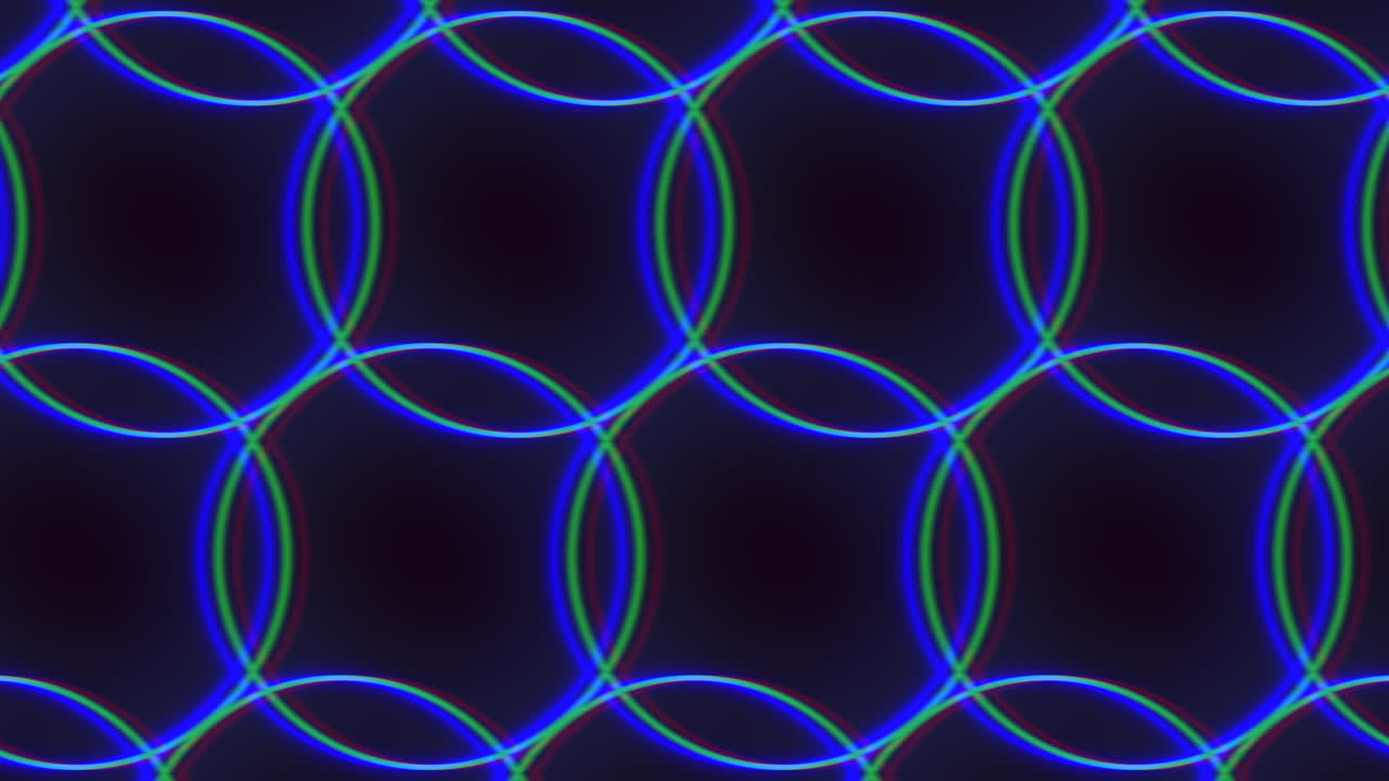 Spiraling pattern of overlapping blue and green circles
