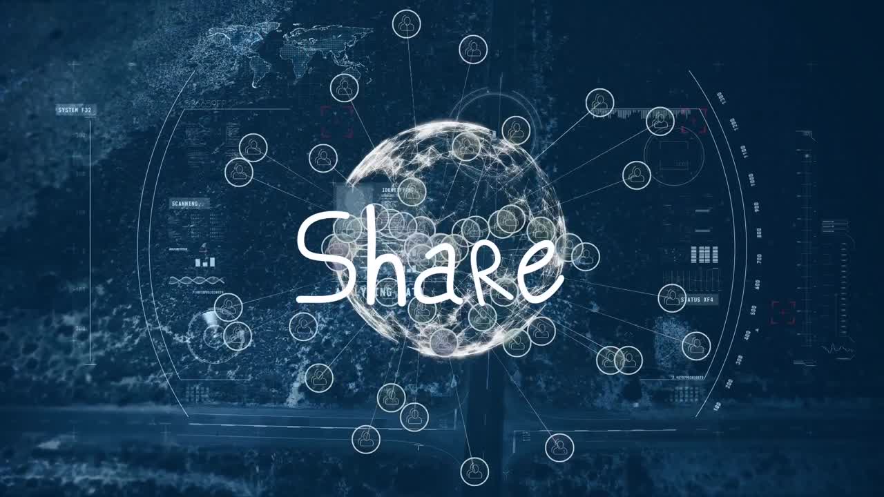 Animation of share text over globe