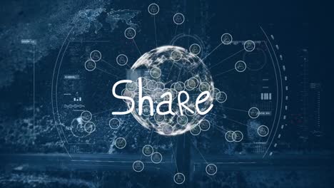 Animation-of-share-text-over-globe