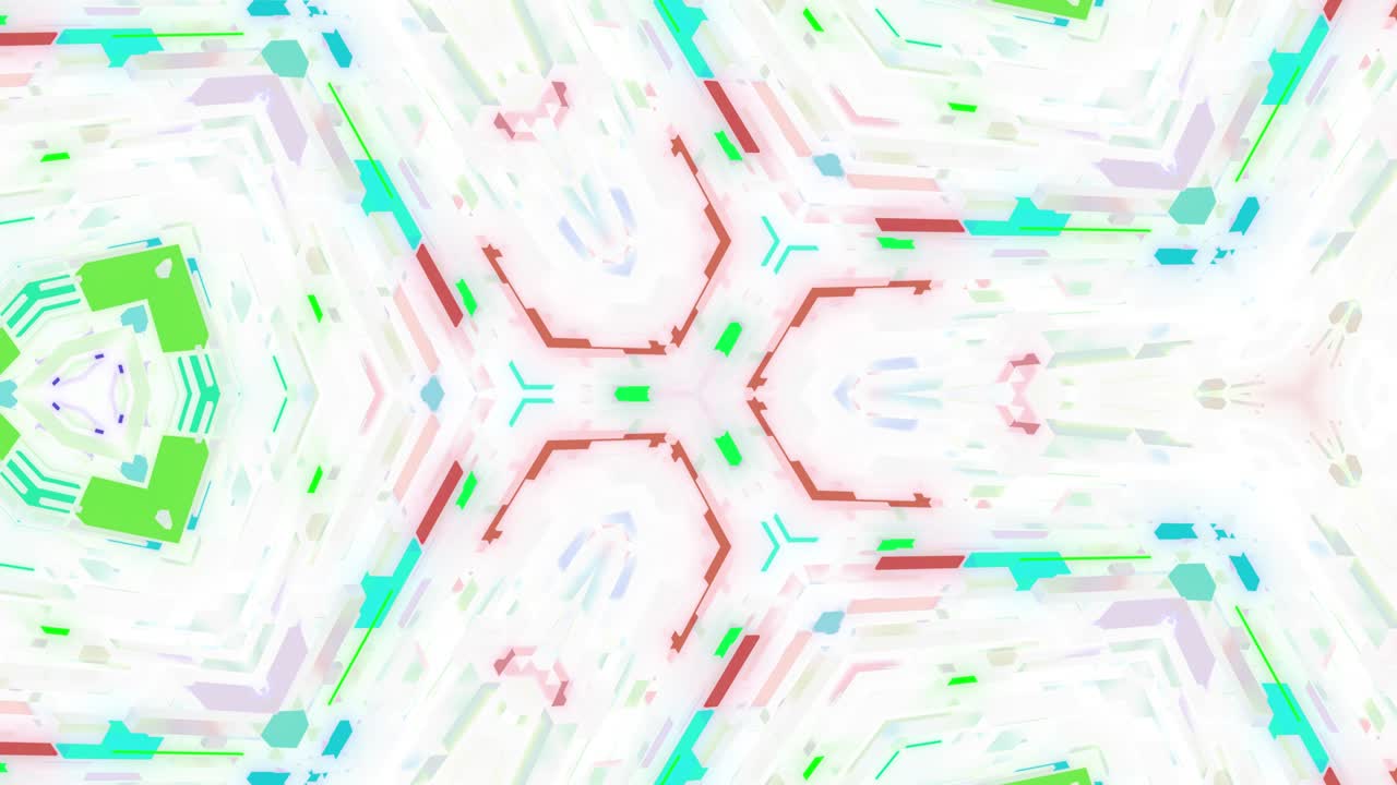 4k abstract looped white sci-fi background with symmetrical geometric pattern like mandala or kaleidoscope. Bg for show or events, exhibitions, festivals or music videos, VJ loop for night clubs.