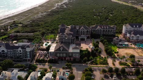 sliding right drone view of the henderson beach resort and spa in destin fl