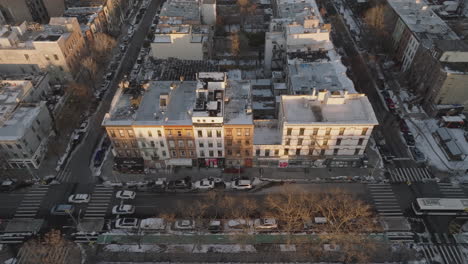 aerial view of bedford-stuyvesant brooklyn on a winter day. shot in new york city
