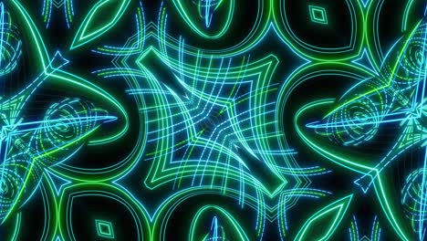 looped abstract symmetrical background, 3d elements light up like bulbs with multicolor neon light. bg for show or events, exhibitions, festivals or concerts, music videos, vj loop for night clubs.
