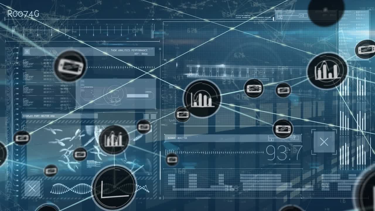 Animation of network of connections over data processing