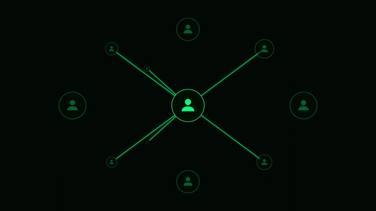Animazione di connessione di rete digitale con icone utente