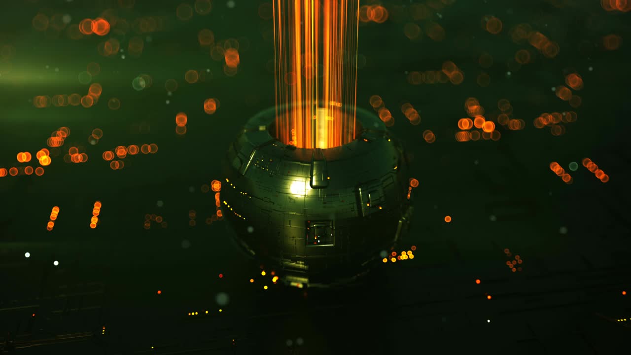 빛의 흐름을 가진 금속 미래의 구조 3d 렌더링 애니메이션