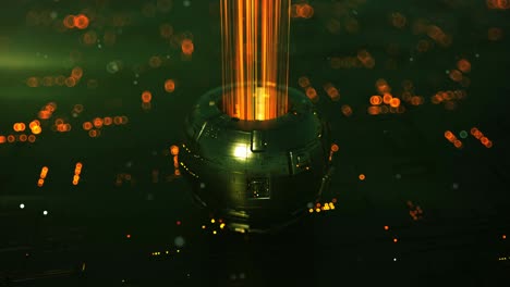 construcción futurista metálica con flujo de brillo en bucle animación de renderización 3d