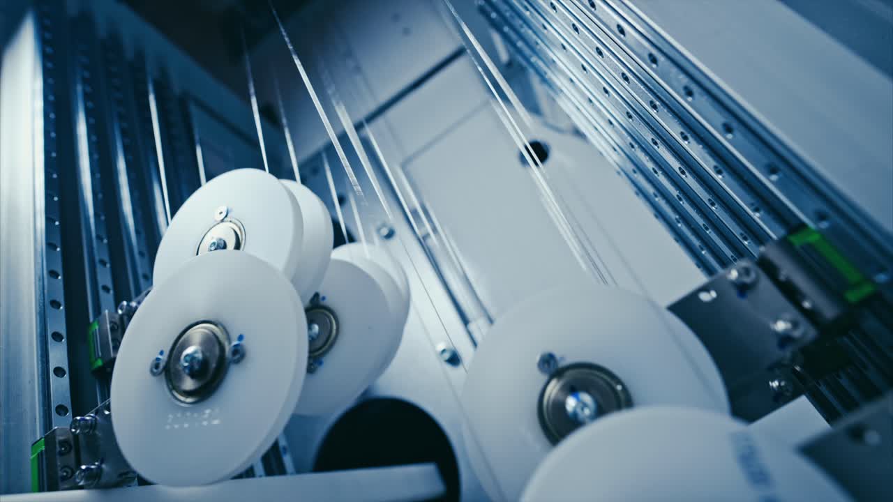 máquina de cuerda en el transportador en la fábrica fotovoltaica