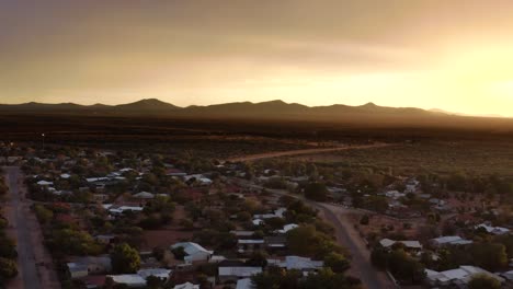 aerial view of town in desert