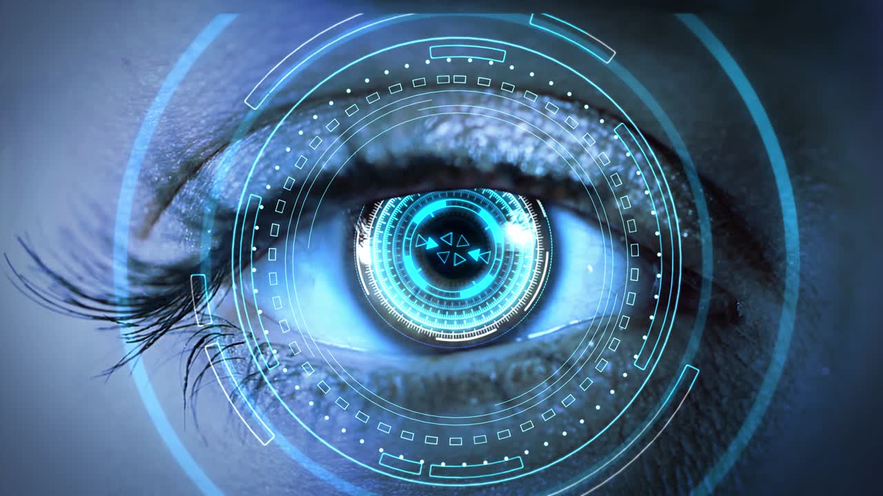 4k animation interface brain and computer merge futuristic human eye innovation tech system