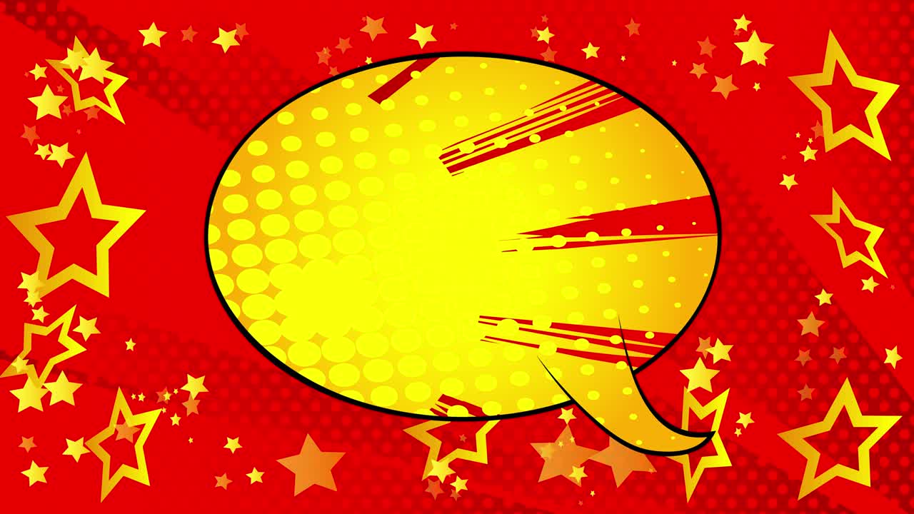 만화책의 연설 거품이 빨간색 배경에서 앞뒤로 돌아갑니다.