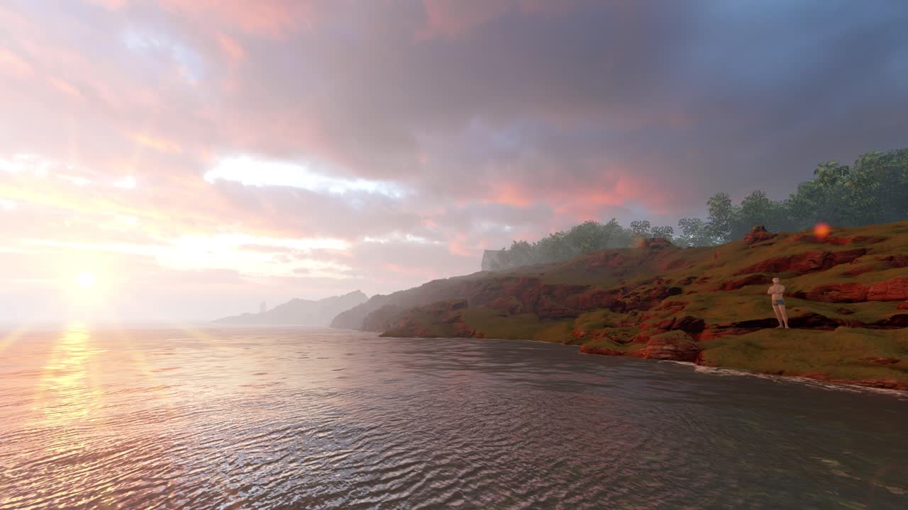 Coastal Sunset with Figure