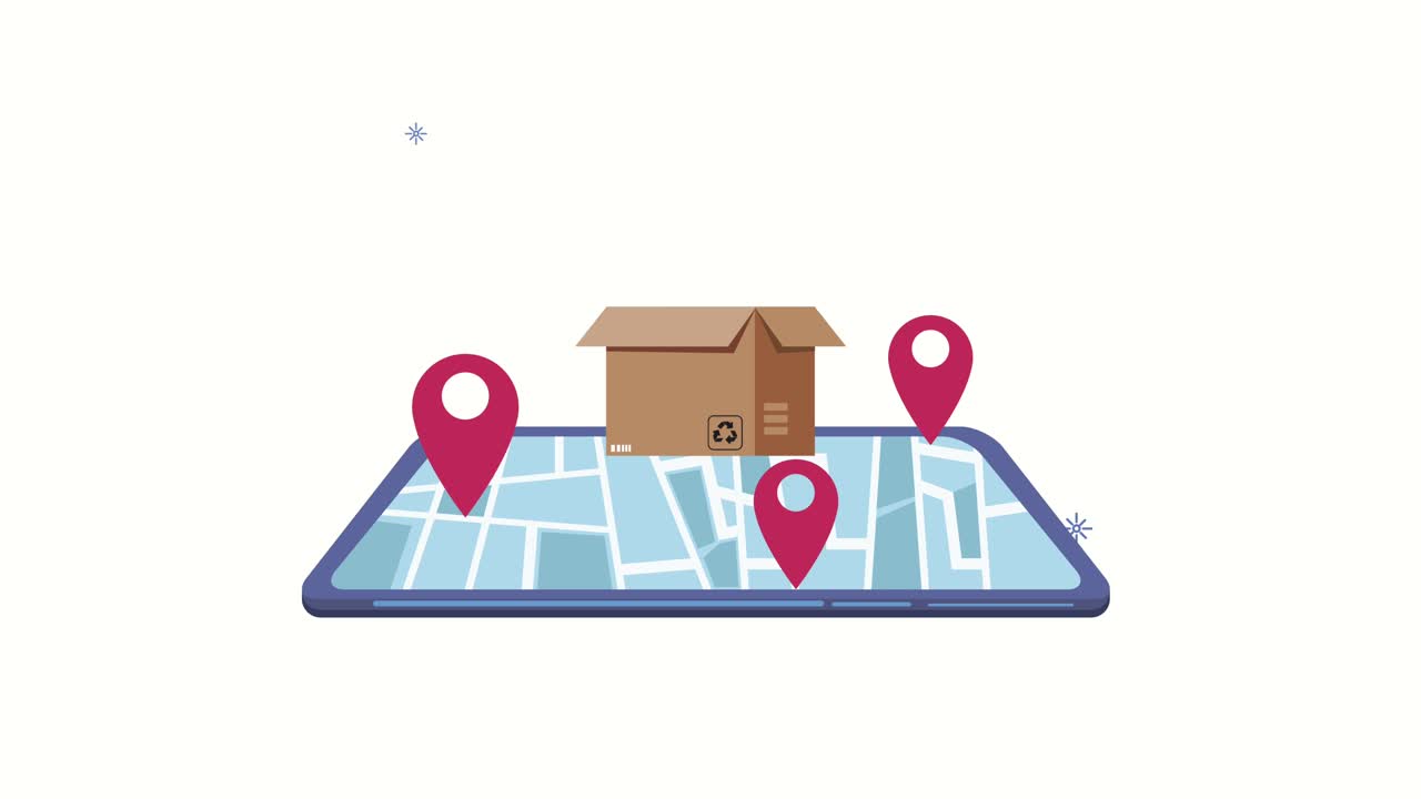 logistic service animation with box in smartphone
