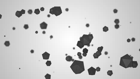 3d abstract animation of geometric poly shapes violet loop background.