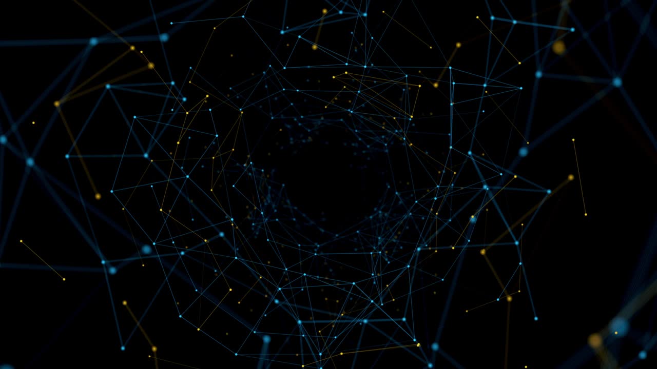 volando en un fondo de red de túnel de datos. bucle sin costuras de 4k