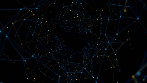 volando en un fondo de red de túnel de datos. bucle sin costuras de 4k