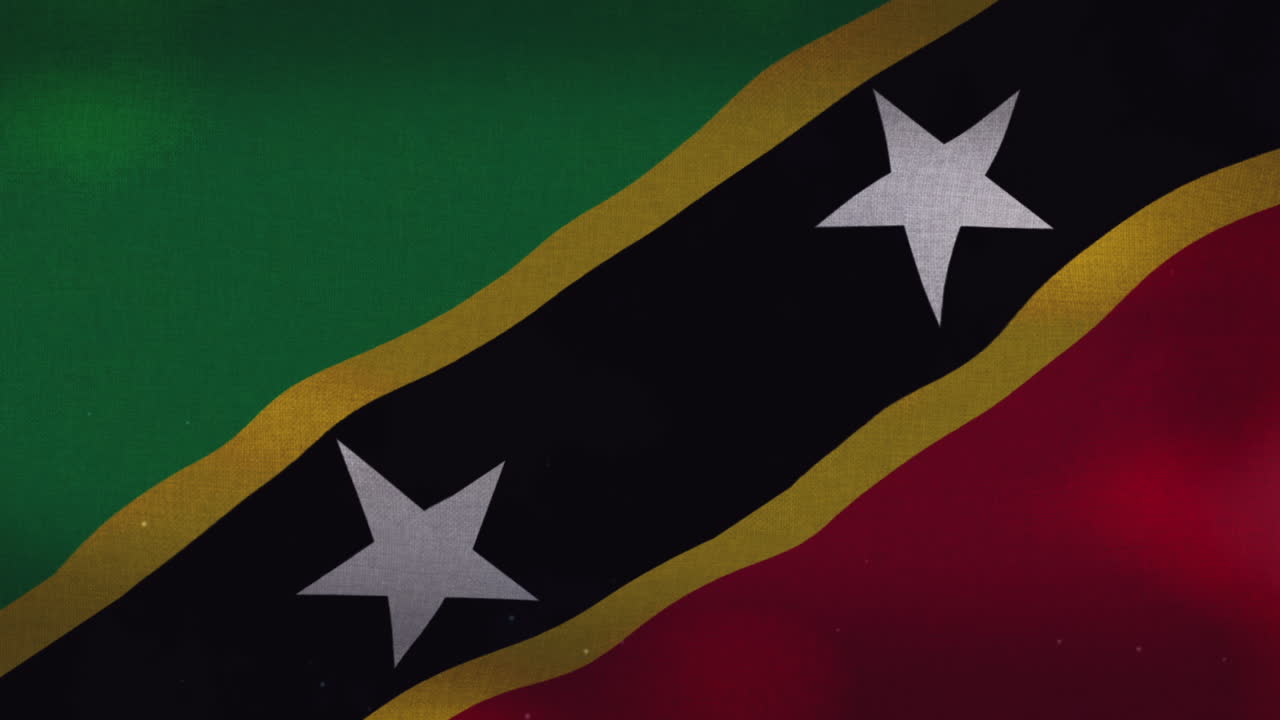 la bandera nacional de saint kitts y nevis ondeando