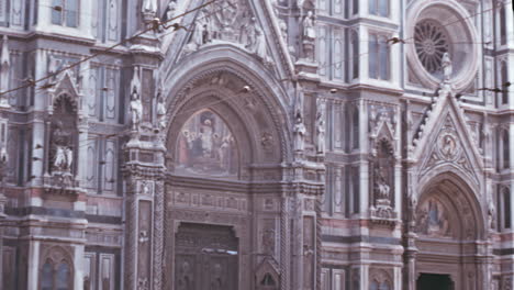 facade of cathedral of santa maria del fiore, old film footage, 1960 florence