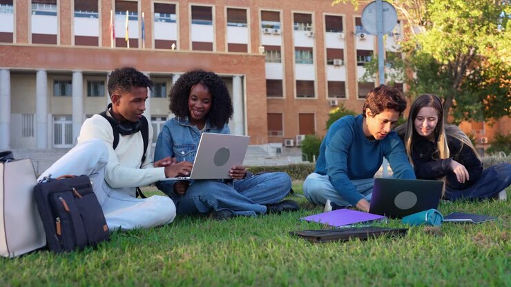 Students Studying on Campus