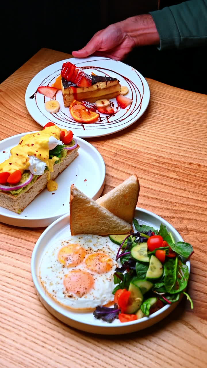 Fresh brunch plates assortment. An assortment of fresh brunch plates with vibrant ingredients