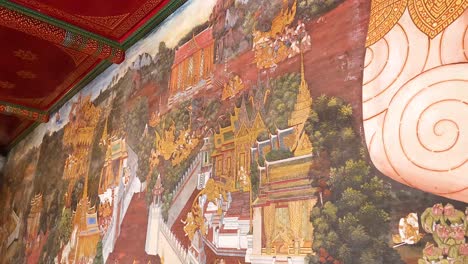 detailed mural depicting mythical and historical scenes