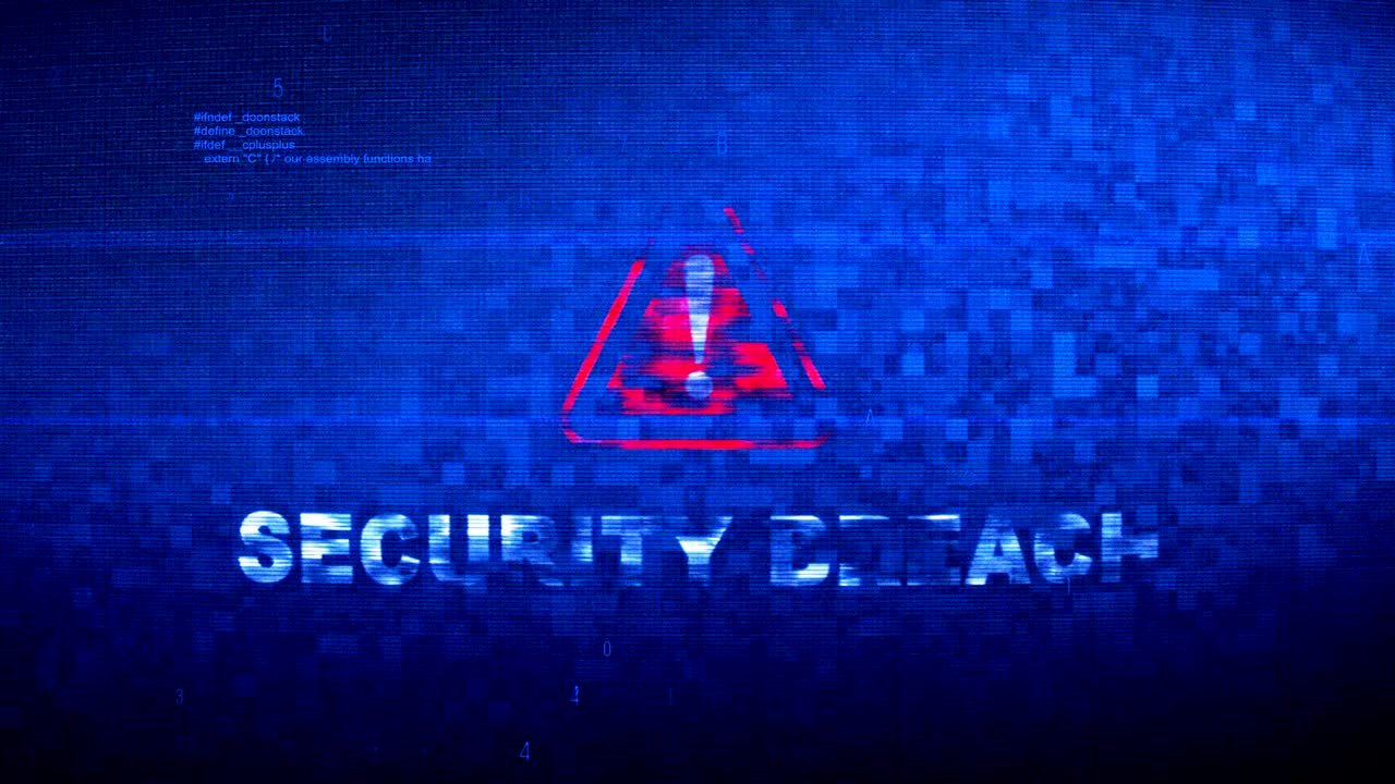 violación de seguridad texto ruido digital sacudida glitch distorsión efecto error animación de bucle.