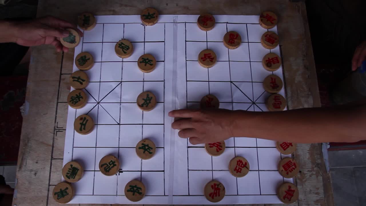 players preparing Chinese chess game, xiangqi