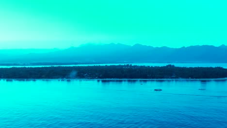 early morning, fog over the tropical island before sunrise