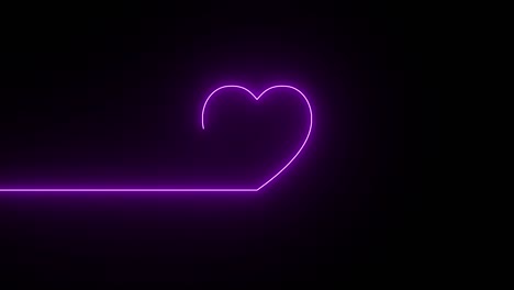 colorida línea de corazón abstracto neón señal de símbolo ardiente en fondo negro. ritmo del corazón línea de neón brillante movimiento en movimiento.